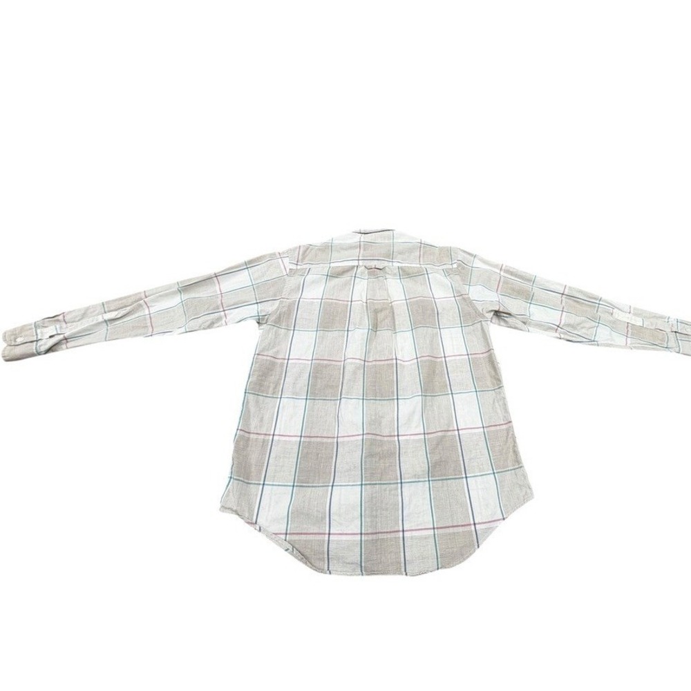 Christian Dior Monsieur Mens Plaid Button Down Shirt  Cotton Linen Blend M Beach